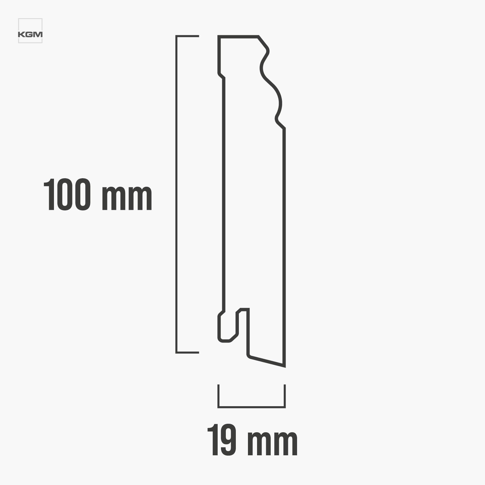 KGM Hamburger Sockelleiste Altberliner Profil Weiß folierte MDF Fußbodenleiste 2400 x 19 x 100 mm 10 Stück 24 Meter