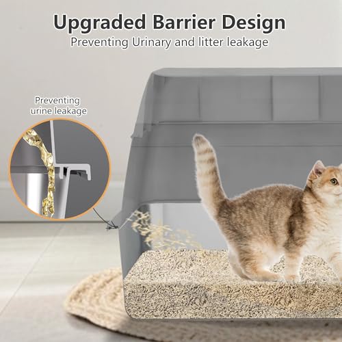 Arenero de acero inoxidable con tapa XL para gatos grandes miniatura 3