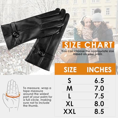 Dsane Womens Winter Leather Gloves Touchscreen Texting Warm Driving Lambskin Gloves for Christmas Gifts (Black, M)