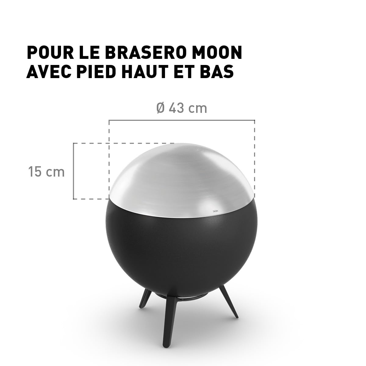 Höfats - Couvercle Moon 45 inox - Housse anti-cendres et étincelles - Courbe pour éviter l'eau - Résistant aux intempéries, robuste, durable - Rond