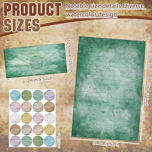 Image of TaoBary 160 Pcs Stationery Paper Set 50 Double Sided Stationery Paper with 50 Matching Envelope and 60 Round Dot Sticker, 10 Design (Vintage Colors,8.5 x 11 Inch)