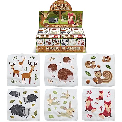 Hello Chums Wash Cloth - Woodland Animal Magic Flannel, Face Cloths Flannels Cotton - Fun Designs for Children, Baby, Kids - 6 Unique Designs (1 Supplied At Random)