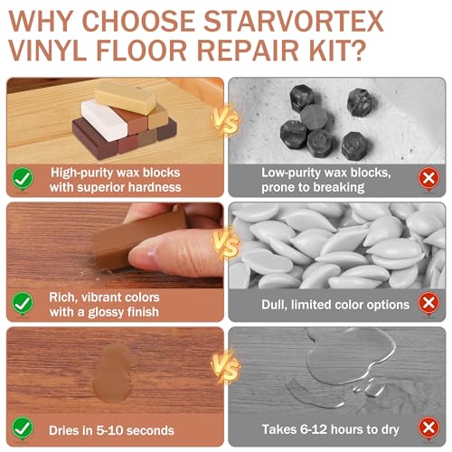 14pcs Laminat Reparaturset, 8 Farben Hartwachs Reparaturset, Laminat Reparatur mit Schaber, Parkett Reparaturset von Kratzern Löchern, Arbeitsplatte Reparaturset Laminatboden für Vinyl Holz Möbel