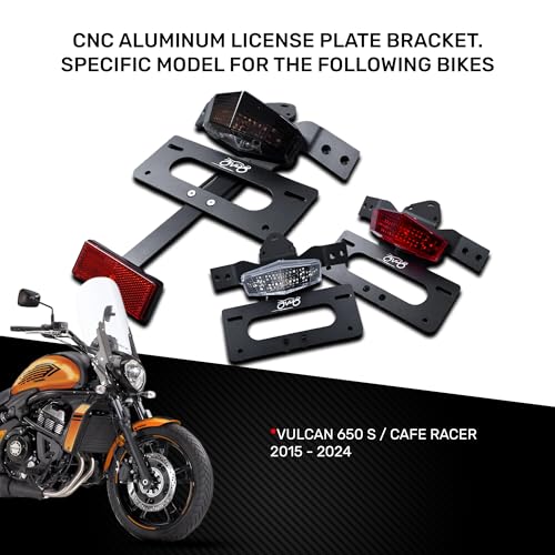 Support de plaque moto AVDB avec catadioptre rouge pour Vulcan S EN650 - 3