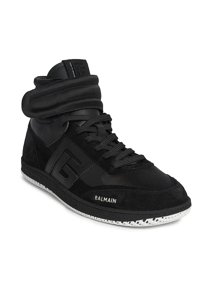 Amazon.com: Balmain, Swan Mid-Top Leather Sneakers, 39 (6