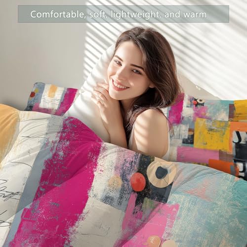 Couette 220x240 patchwork abstrait 4 saisons pour lit 2 personnes - 6
