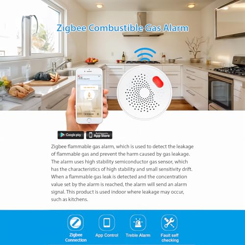 Image of Ledgebit Smart Zigbee Gas Leak Sensor - Wireless Natural Gas & LPG Detector with App Alerts, Voice Control & Remote Monitoring | Zigbee Bridge-Hub Required