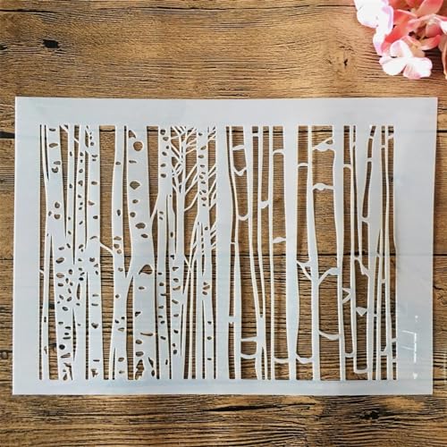 Plantillas para pintar de hojas de árbol hechas de material flexible A4 para muebles y telas, 4 piezas 3