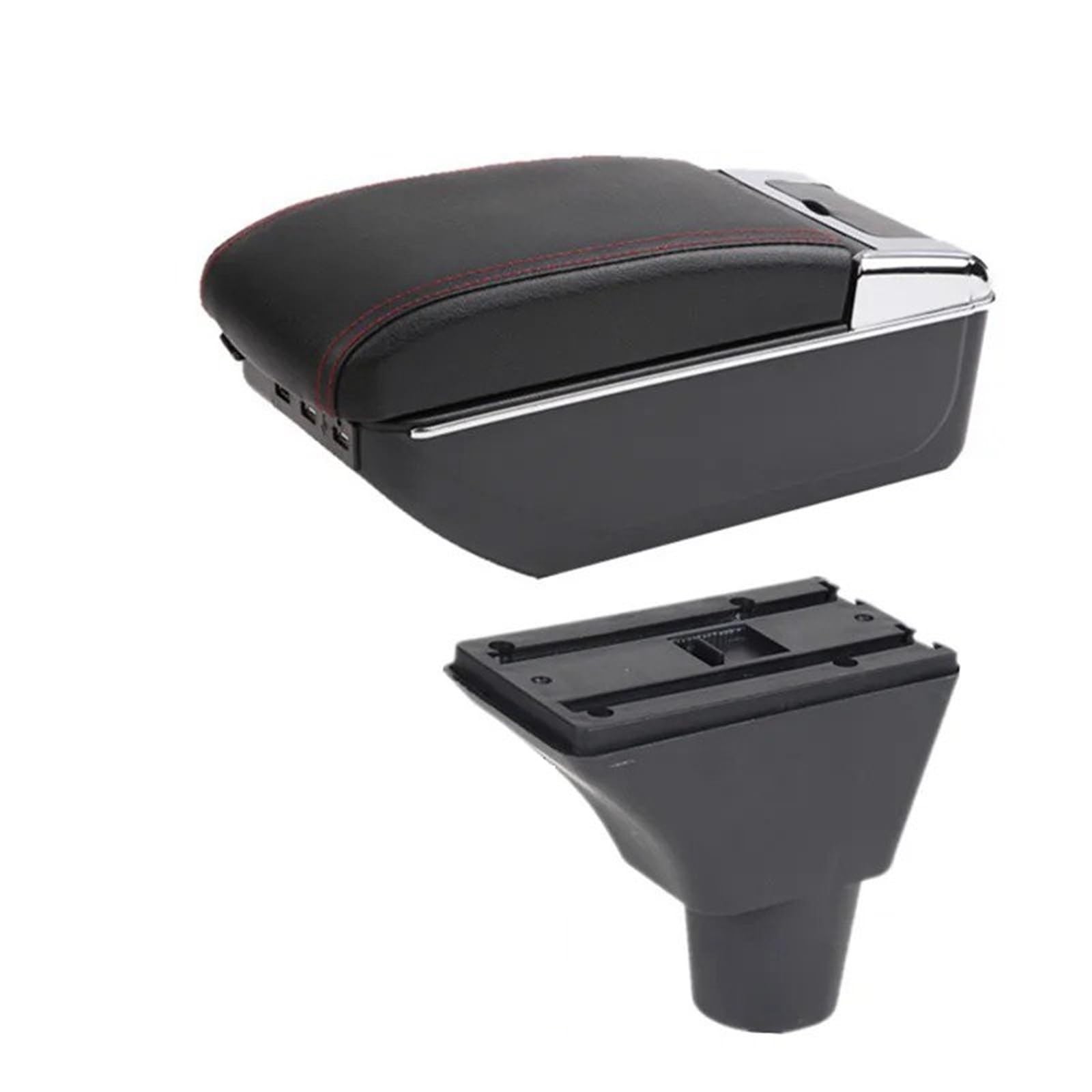 Hguvsjd Armrest Box For Sandero For Stepway For Logan 2 Armrest Storage Box Retrofit Accessories Car Armrests(D red line 7USB)