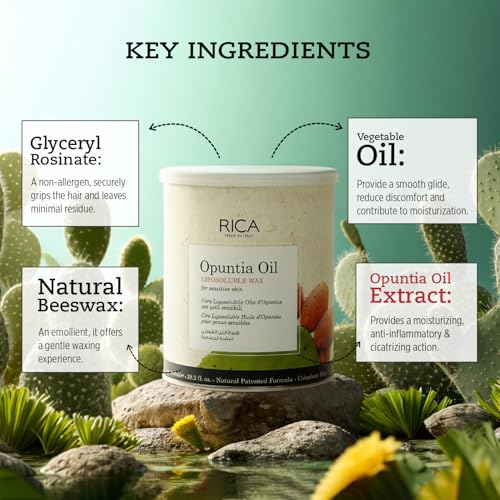 Image of Rica Opuntia Liposoluble Painless Hair Removal Wax For Men & Women| Quick & Easy Tan Removal Waxing for Sensitive Skin| 800 ml, Pack of 1