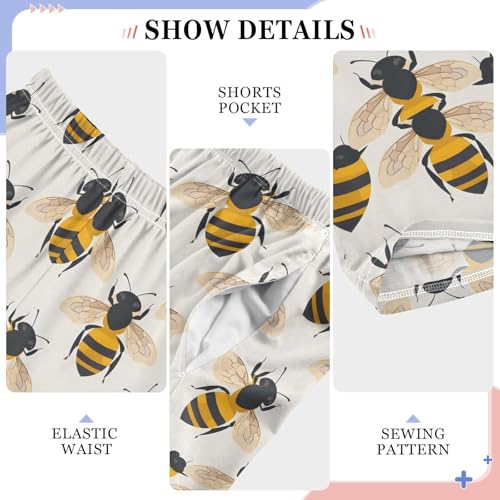 Pajama Pants Bees on Beige Background PJ Bottoms Sleepwear Lounge Sleep Pant with Pockets4