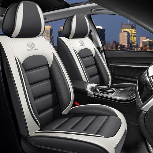 Image of Car Seat Covers for Chevy Chevrolet Trax 2024-2025, Nappa Leather Car Seat Cover Waterproof Seat Protectors Greathable Cushions (Gray White,5 Seats Standard)