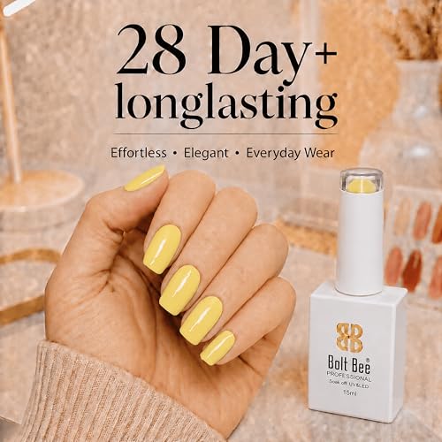 Image of Bolt Bee Pastel Yellow Color Gel Nail Polish Soak Off UV Gel 15ML DIY at Home Manicure Salon Nail Art