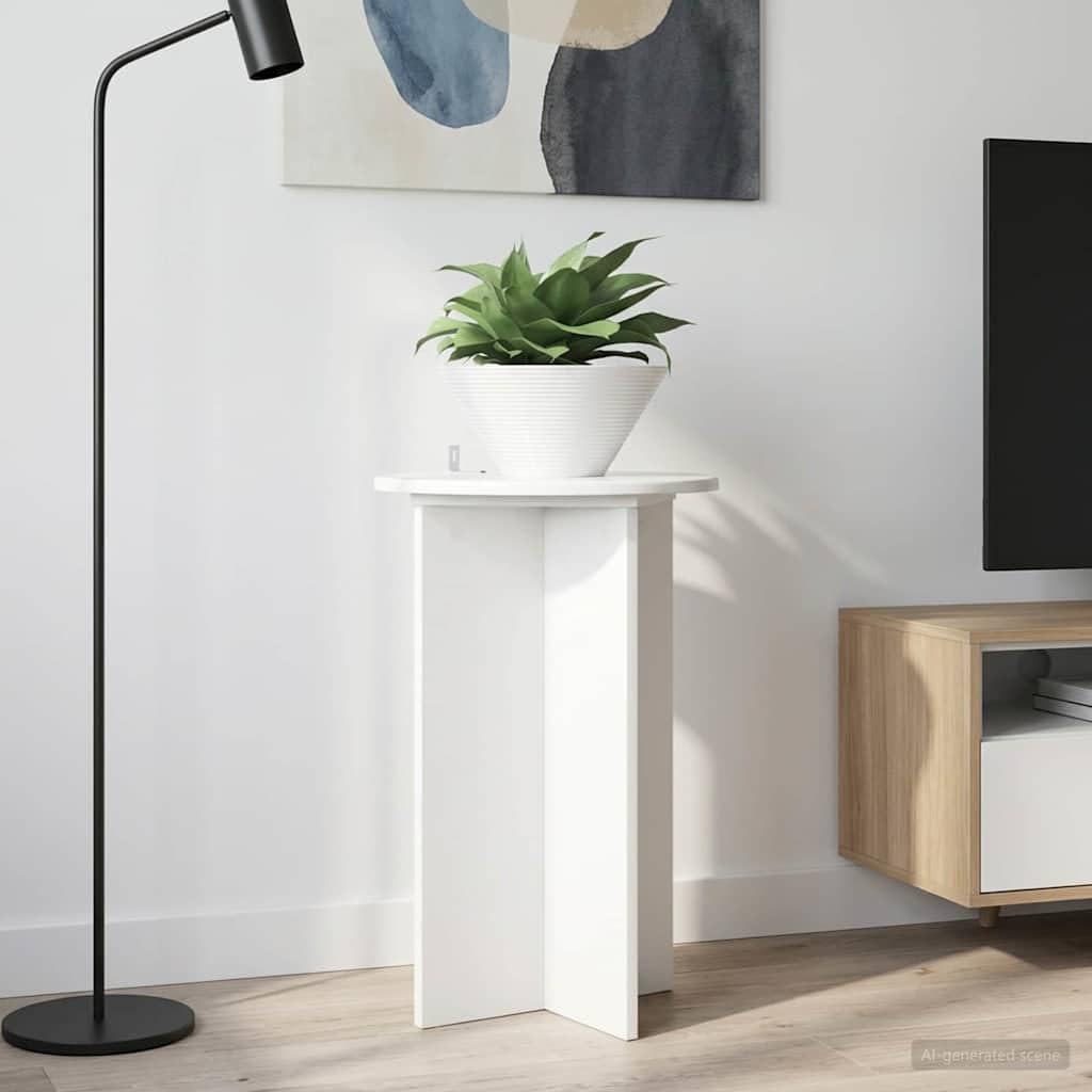 Set di 2 supporti per piante, in legno, colore bianco
