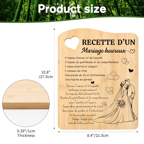 Tulolvae Cadeau Mariage, Planche à Découper en Bambou – vue 2
