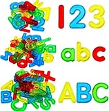 GW Box 67Pcs Plastic Practice Toy Set Transparent Letters Alphabet Letters and Numbers Include Uppercase Letters Lowercase Letters and Numbers Colorful for Counting and Spelling Toy,Ages 3+