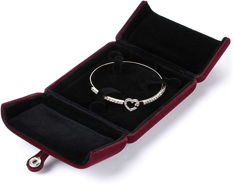 MDLUU Red Velvet Bracelet Box, Engagement Bracelet Holder, Jewelry Case, Storage Display Jewelry for Wedding Ceremony, Anniversary's Day