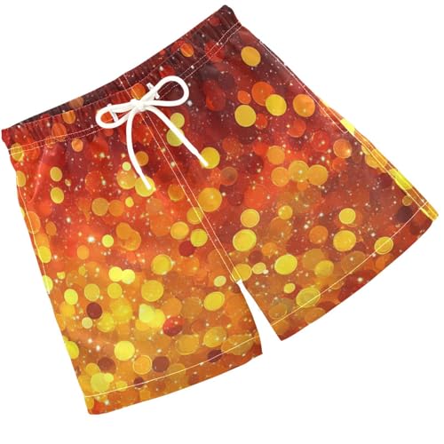 Pigsaly Boys Swim Trunks Red Yellow Orange Gradient Flashing Glitter Boys Board Shorts Swimsuit Swimwear Bathing Suit 4T