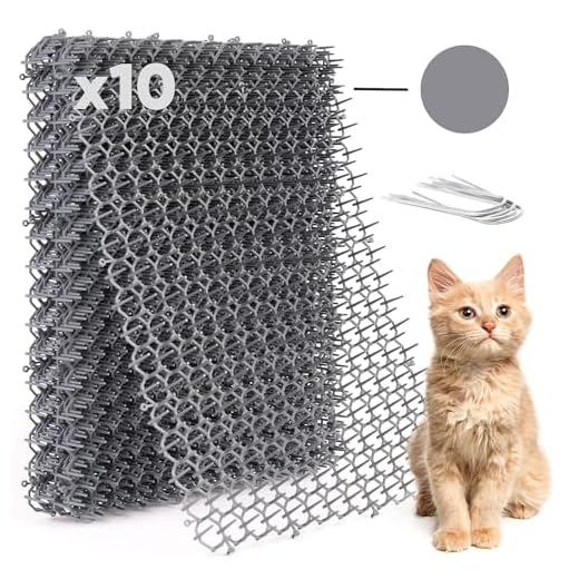 Cat Deterrent Scat Mat for Cats - Cat Spike Mat (Set of 10, Grey) 16.5 x 13.4 Inch with 1 Inch Spikes is A Perfect Cat Repellent Indoor & Outdoor for All Seasons
