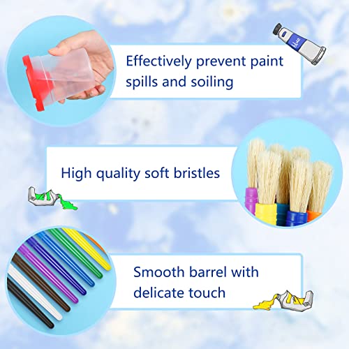 50 Pcs No Spill Paint Cups With Lids For Kids Toddler Children And 100 Paint Brushes For Kids Painting Art Supplies Preschool Classroom Art Supplies, 10 Colors #TOP2