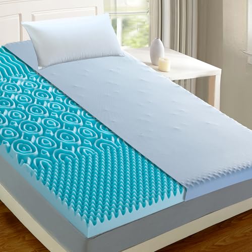 BreezeRest Mattress Topper Twin XL Size 3 Inch Zoned Gel Memory Foam with Bonus Breathable Cover,Air Flow Design US and Euro Certified