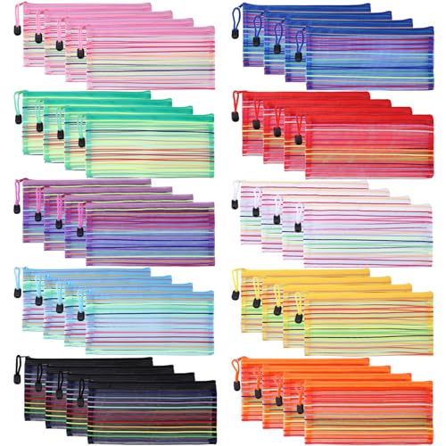 YOPCDJ 40 Pack 10 Colors Mesh Zipper Pouch Bags, Small Pouch Pencil Pouch Bulk, Cosmetics Makeup Bags Accessories Storage Bag, Home Organizing Office School Classroom Supplies