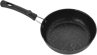 Srliya Non Stick Maifan Stone Stekpanna Premium Nonstick Plattbottnad Stekpanna för Matlagning Av Omeletter, Biffar, för Induktionshäll Gasspis, Gjutjärn Svart 1st (20 cm)