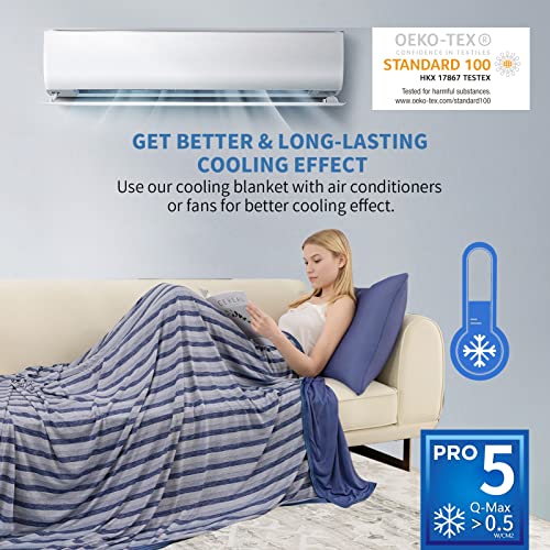 Auemtyn Cooling Blankets For Hot Sleepers,Throw Blanket With Double Side Enhanced Cooling Effect,Japanese Q-Max>0.5 Lightweight Breathable Summer Blankets For Bed, Couch,Sofa(60"X80",Navy Blue) #TOP1