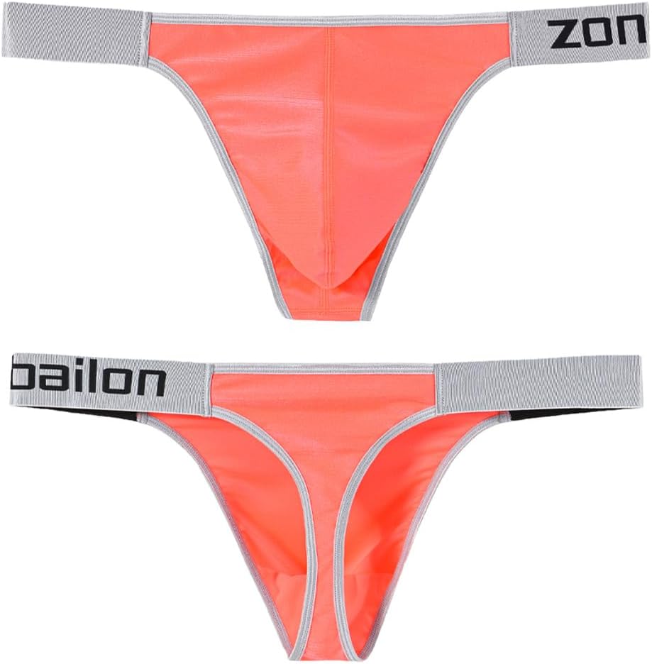 JINSHI Men's Thong Underwear Sexy Bulge Pouch T-Back Briefs Man Silk Low Rise Sport Stretchy Underwears Tangas