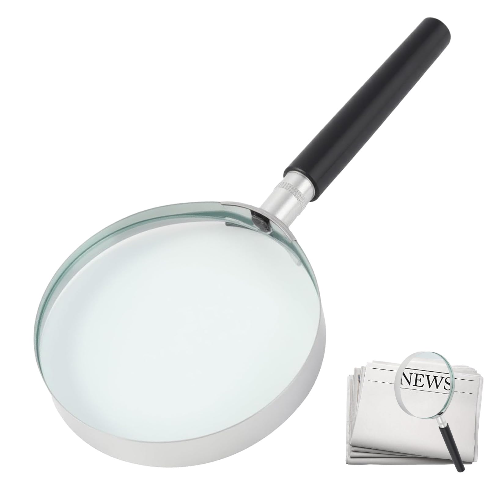 75mm 4X Magnifying Glass with Real Glass Lens – Strong Magnification, Handheld Colored Magnifying Glasses, Reading Magnifying Glass, for Reading Small Print, Inspecting Artwork and Jewelry