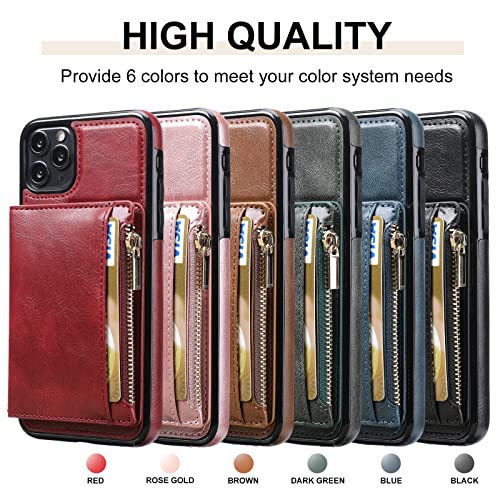 Case For 11 Pro Iphone,Tacoo Back Cardholders Sturdy Durable Kickstand Shell Boy Soft Protective Leather Men Gift Bulky Cover Zipper Card Cash Slot Unisex Women Girl #TOP4