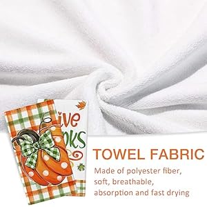 Seliem thanksgiving give thanks pumpkin kitchen dish towels set of 2 fall buffalo plaid check bow hand towels drying baking cooking cloth autumn maple leaves farmhouse home kitchen decor 18×26 inch  urban country home decor