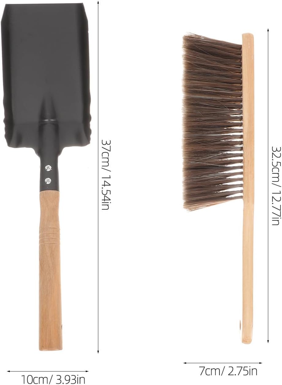 Fireplace Hand Broom and Shovel Set with Wood Handle