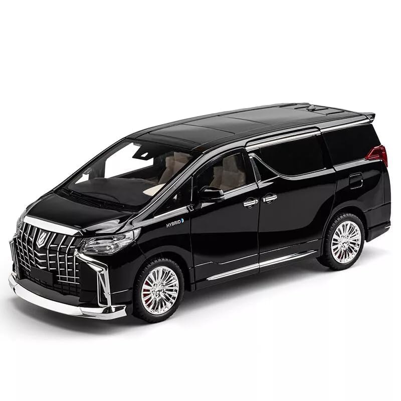 Image of WORSHIPER 1:18 Scale Big Toyotaa Alphard - Black Alloy Diecast Pullback Metal Car Toy with Sound Light & Opening Doors - Best Gift Toy for Kids