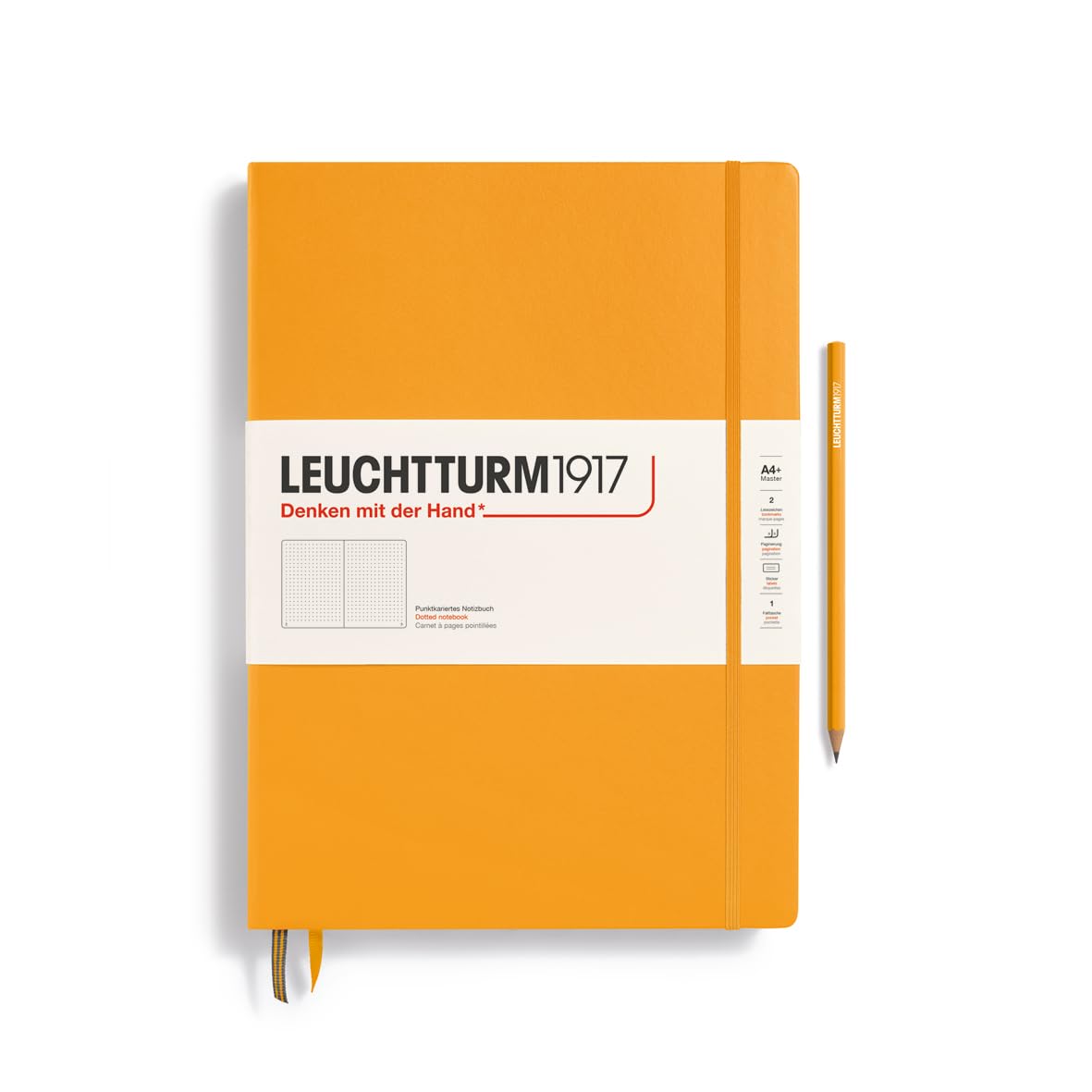 Notebook Hardcover Master Classic A4+ - 235 Numbered Pages for Writing and Journaling (Rising Sun, Dotted)