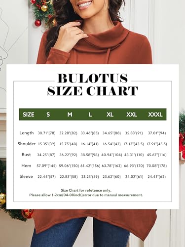 Image of Bulotus Womens Sweaters 2025 Winter Cowl Neck Long Asymmetrical Tunic Sweaters for Leggings Holiday Vacation Tops