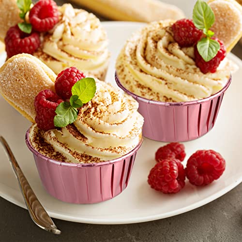 Image of 300 Pack Rose Pink Cupcake Liners Bulk Disposable Foil Muffin Cup