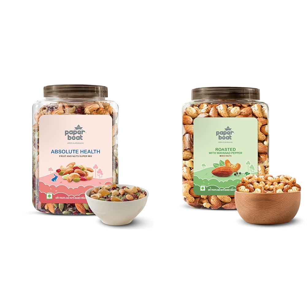 Paper Boat Absolute Health Dry Fruits Mix, Premium Trail Mix | Healthy Mixed Nuts with Dry + Paper Boat Roasted Mixed Nuts with Wayanad Pepper, Premium Dry Fruit Mix | Almonds & Cashews,1-image-13