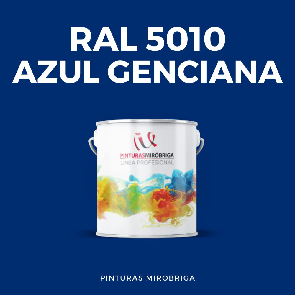 Pinturas Mirobriga Esmalte Antioxidante Color Azul Genciana Ral 5010, Secado Rapido, Directo sobre metal, proteccion de superficies de hierro y madera. Acabado Brillante. Envase de 4Lt.