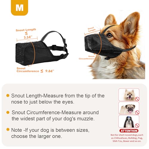 Image of Dog Muzzle, Adjustable Soft Mesh Muzzle Anti-Biting, Chewing, Scavenging