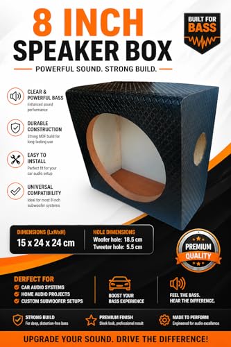 Generic 8 Inch Speaker Box, Black, Wooden, 15x24x24 cm - Image 3