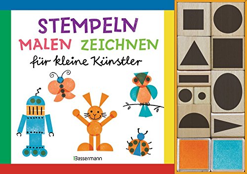 Stempeln, malen, zeichnen-Set. Nach den Grundsätzen des Bauhaus, Weimar. Gestalten mit geometrische Stempeln, malen, zeichnen-Set. Nach den Grundsätzen des Bauhaus, Weimar. Gestalten mit geometrische