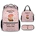 KAXVZER Donut Girls Backpack with Lunch Box, 3 in 1 School Backpacks Matching Combo, Cute Pink Bookbag and Pencil Case Bundle