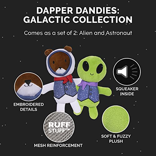 Furhaven Dapper Dandies Galactic Collection Hundespielzeug-Set, quietschend, waschbar, Alien/Astronaut, 2er-Pack