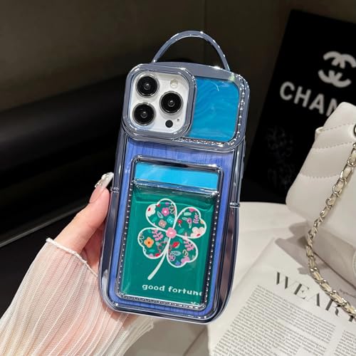 Image of COVERLY for iPhone 14 Plus 3D Luxury Phone Bag Style Case,Full Protective Fashion Wallet HD Photo Card Clear Slot with Purse Holder Cute Soft Silicone Aesthetic Cover for Apple iPhone 14 Plus -Blue