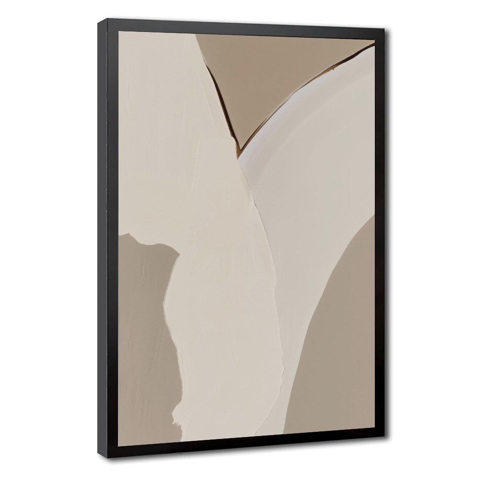 Zguols Beige Abstract And Minimalist Poster Canvas Poster Bedroom Decor Sports Landscape Office Room Decor Gift Black Frame 12" L X 18" W