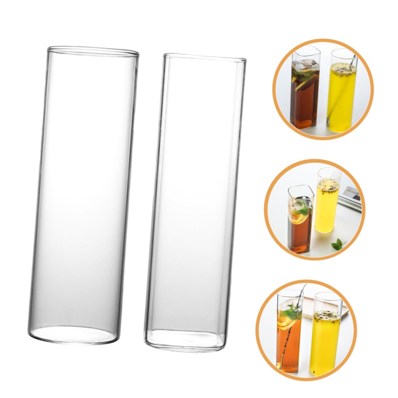 Set 2 Bicchieri Cocktail in Vetro Trasparente per Mojito e Caffè Freddo