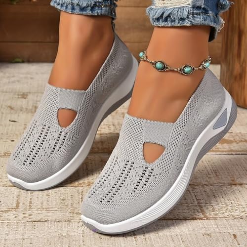 Image of Orthopedic Walking Shoes for Women,2026 New Orthowalkway Womens Shoes,Woven Orthopedic Breathable Walking Sneaker Non-Slip Arch Support Slip on Shoes