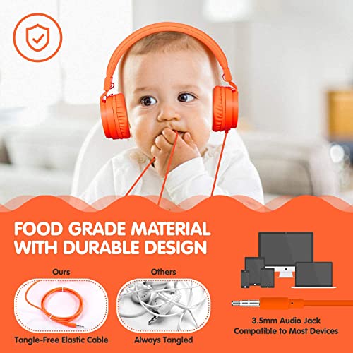 ONTA Kids Headphones for Boys Girls - Child Student Headset Wired plug Toddler Earphones School Teen on Ear for Ipad | Computer | Smart phone | Amazon Fire Tablet | Laptop | Plane Travel | Game,orange by ONTA - Used condition - Image 5