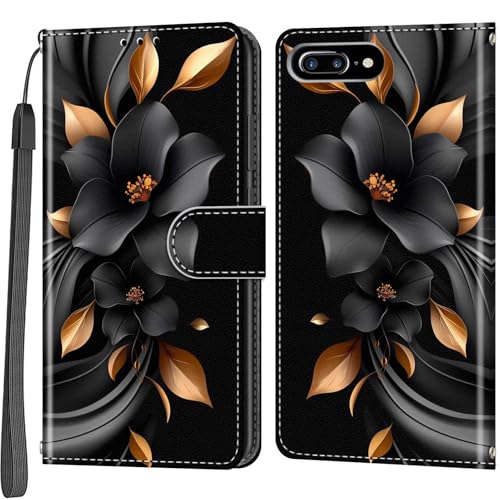 Salanheo Wallet Case for iPhone 7 Plus / 8 Plus – Leaves and Flowers